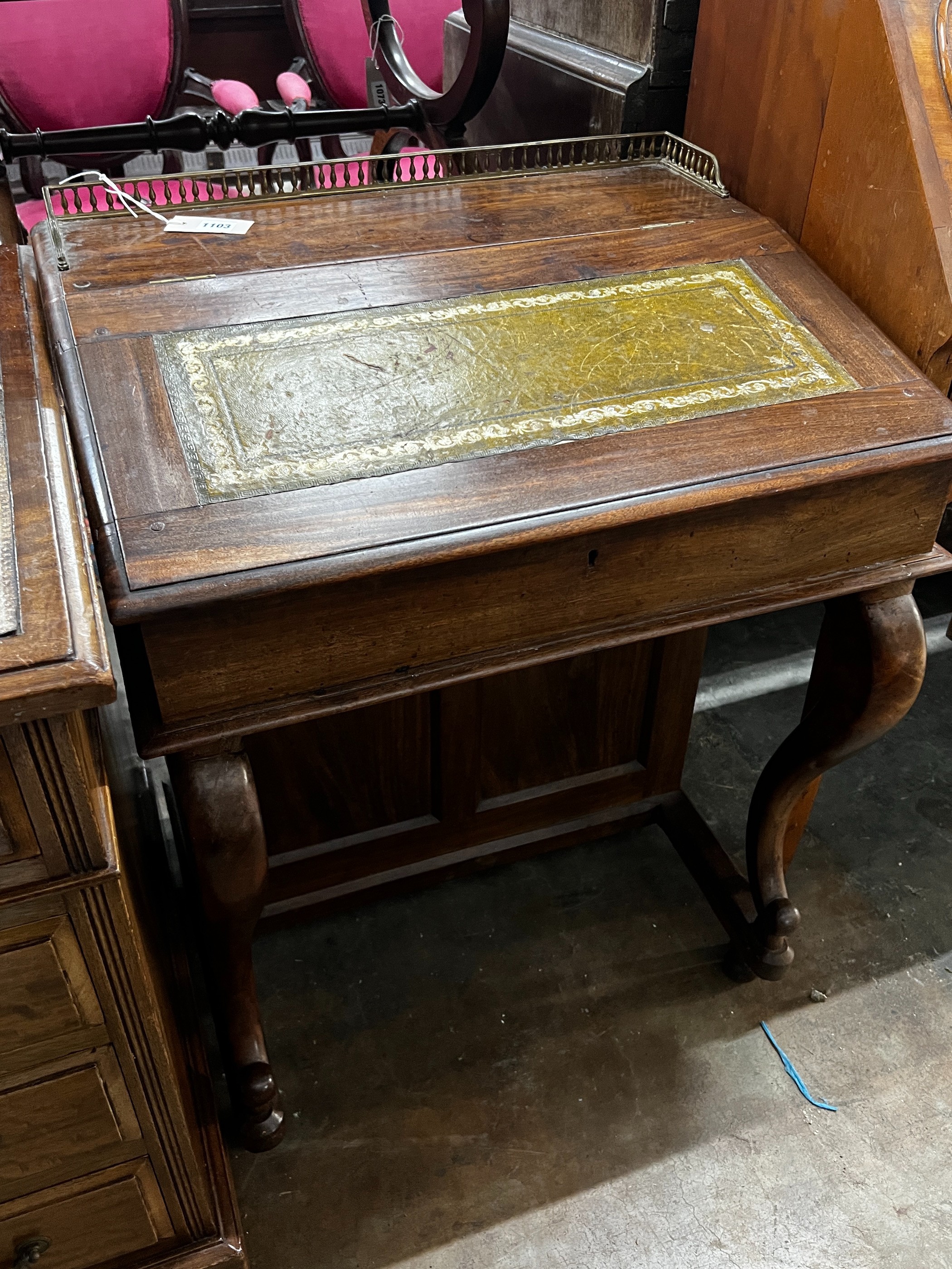 A hardwood Davenport desk, width 64cm, depth 51cm, height 84cm